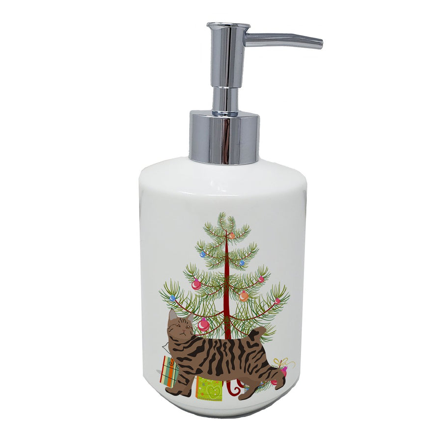 Pixie Bob Style 3 Cat Merry Christmas Ceramic Soap Dispenser Image 1