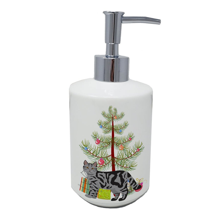 Scottish Straight Cat Merry Christmas Ceramic Soap Dispenser Image 1