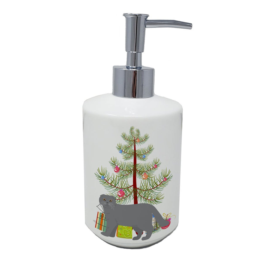 Scottish Fold Style 1 Cat Merry Christmas Ceramic Soap Dispenser Image 1