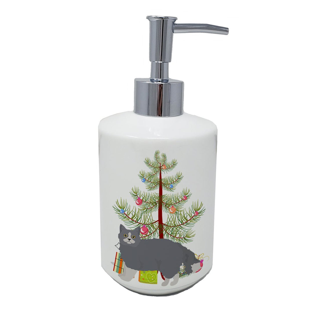 Selkirk Rex Style 1 Cat Merry Christmas Ceramic Soap Dispenser Image 1