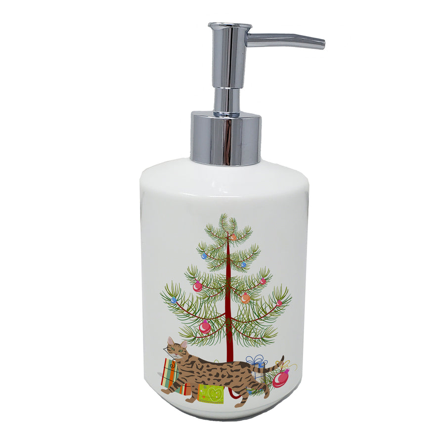 Serengeti Cat Merry Christmas Ceramic Soap Dispenser Image 1