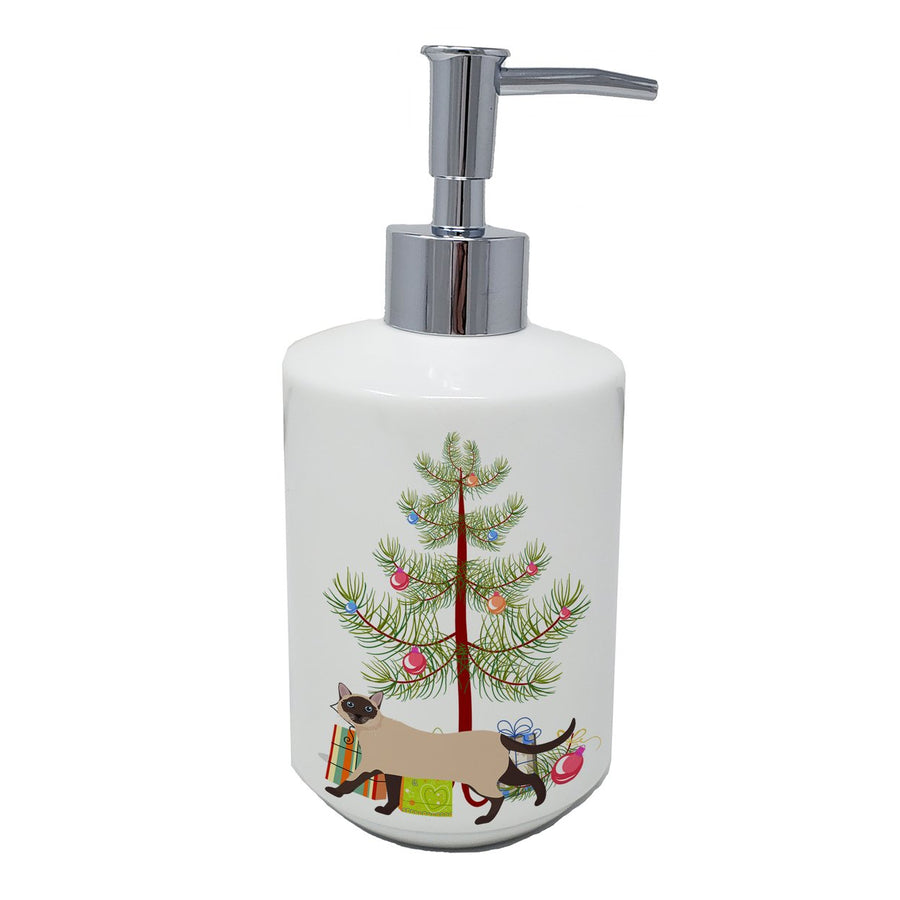 Siamese Traditional Style 2 Cat Merry Christmas Ceramic Soap Dispenser Image 1