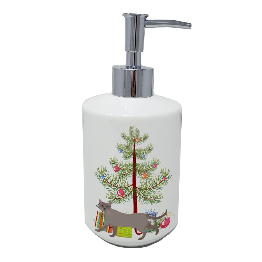 Siamese Traditional Style 1 Cat Merry Christmas Ceramic Soap Dispenser Image 1