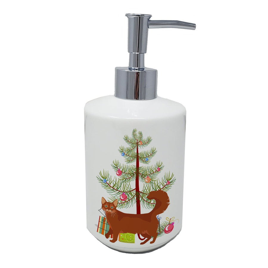 Somali Cat Merry Christmas Ceramic Soap Dispenser Image 1