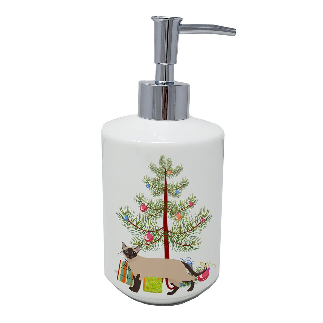 Tonkinese Cat Merry Christmas Ceramic Soap Dispenser Image 1