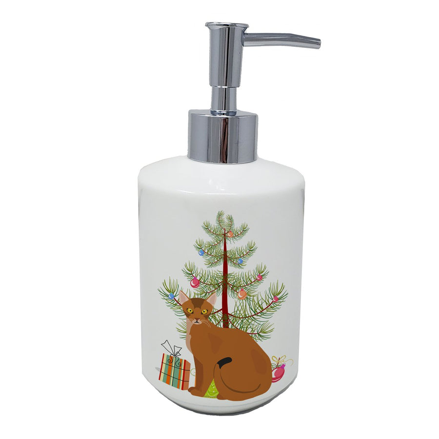 Abyssinian Cat Merry Christmas Ceramic Soap Dispenser Image 1