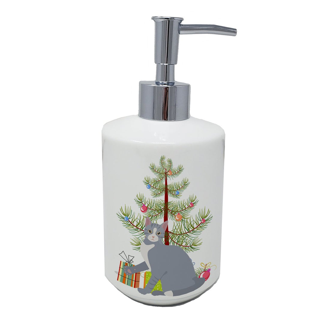 American Polydactyl Style 2 Cat Merry Christmas Ceramic Soap Dispenser Image 1