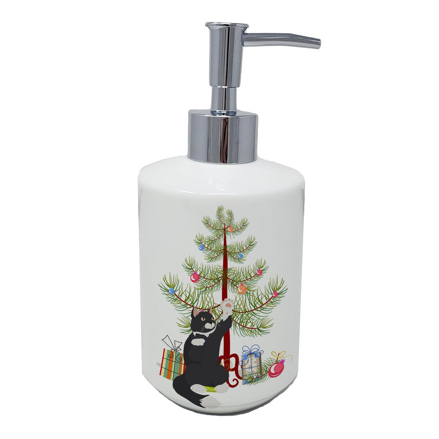 American Polydactyl Cat Merry Christmas Ceramic Soap Dispenser Image 1