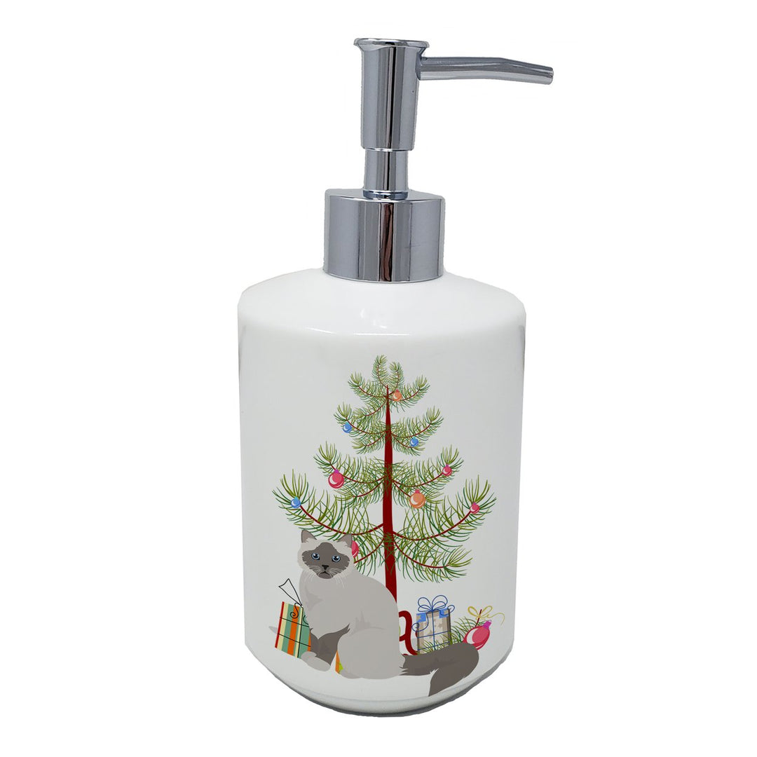 Birman Cat Merry Christmas Ceramic Soap Dispenser Image 1