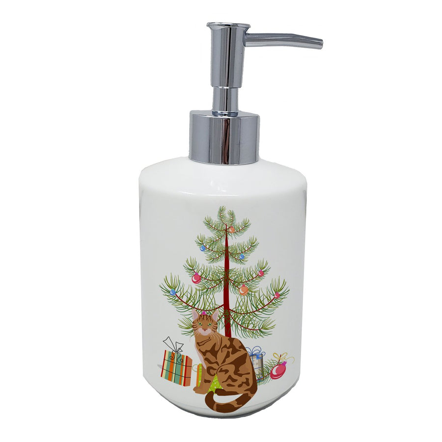 Bengal Cat Merry Christmas Ceramic Soap Dispenser Image 1