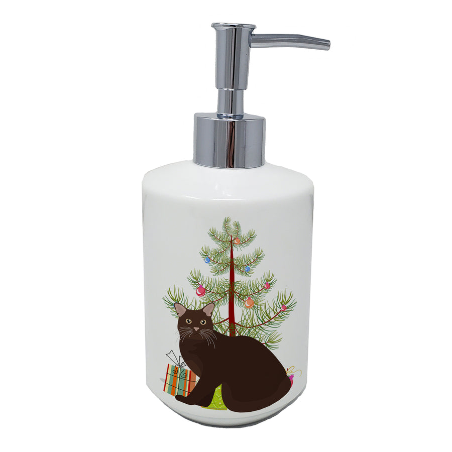 Burmese Style 2 Cat Merry Christmas Ceramic Soap Dispenser Image 1