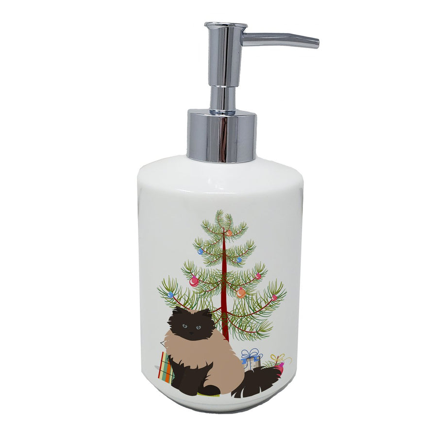 Colorpoint Persian Hymalayan Style 2 Cat Merry Christmas Ceramic Soap Dispenser Image 1