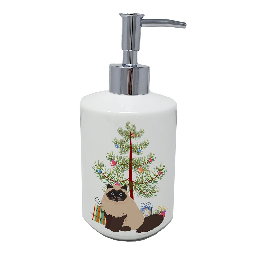 Colorpoint Persian Hymalayan Cat Merry Christmas Ceramic Soap Dispenser Image 1