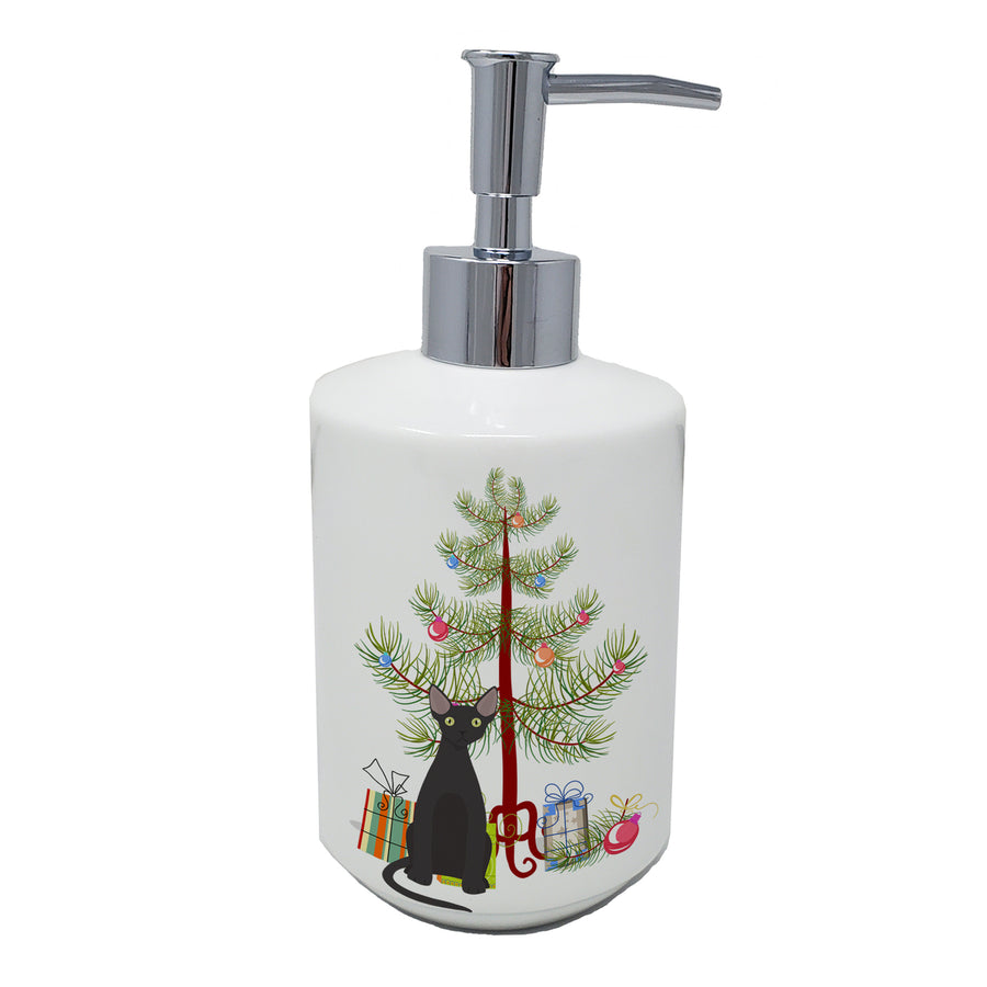 Devon Rex Style 3 Cat Merry Christmas Ceramic Soap Dispenser Image 1