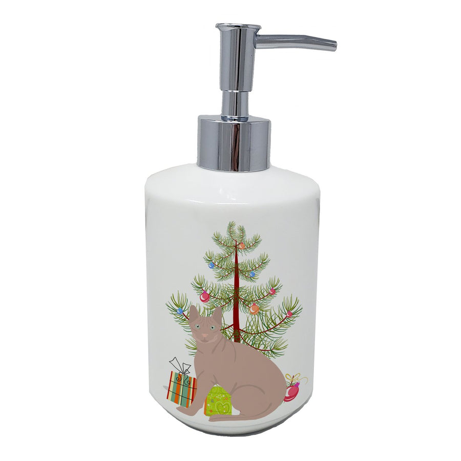 Don Sphynx Cat Merry Christmas Ceramic Soap Dispenser Image 1