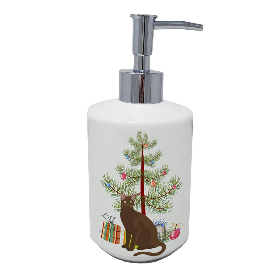 Havana Brown Cat Merry Christmas Ceramic Soap Dispenser Image 1