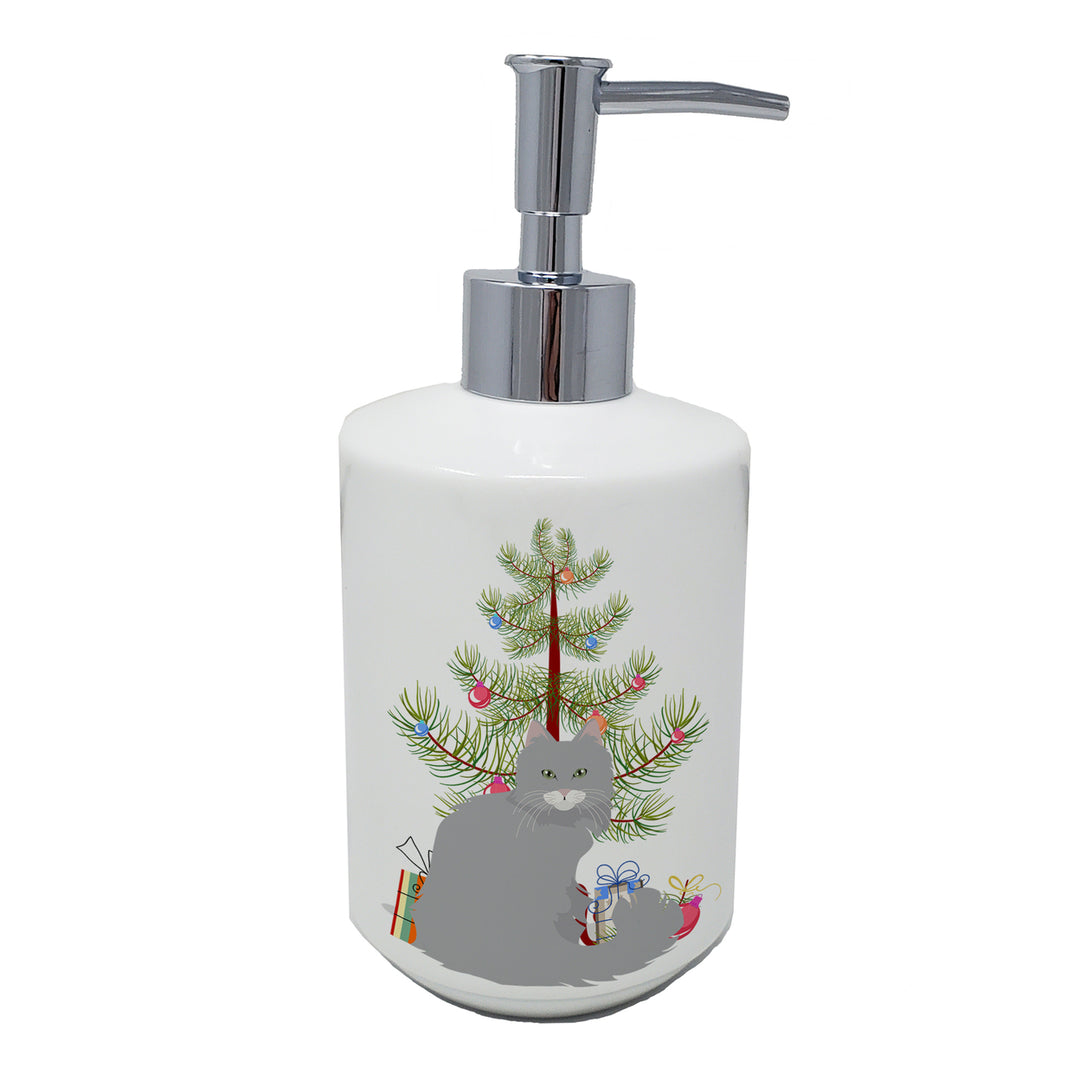 Norwegian Forest Cat Merry Christmas Ceramic Soap Dispenser Image 1