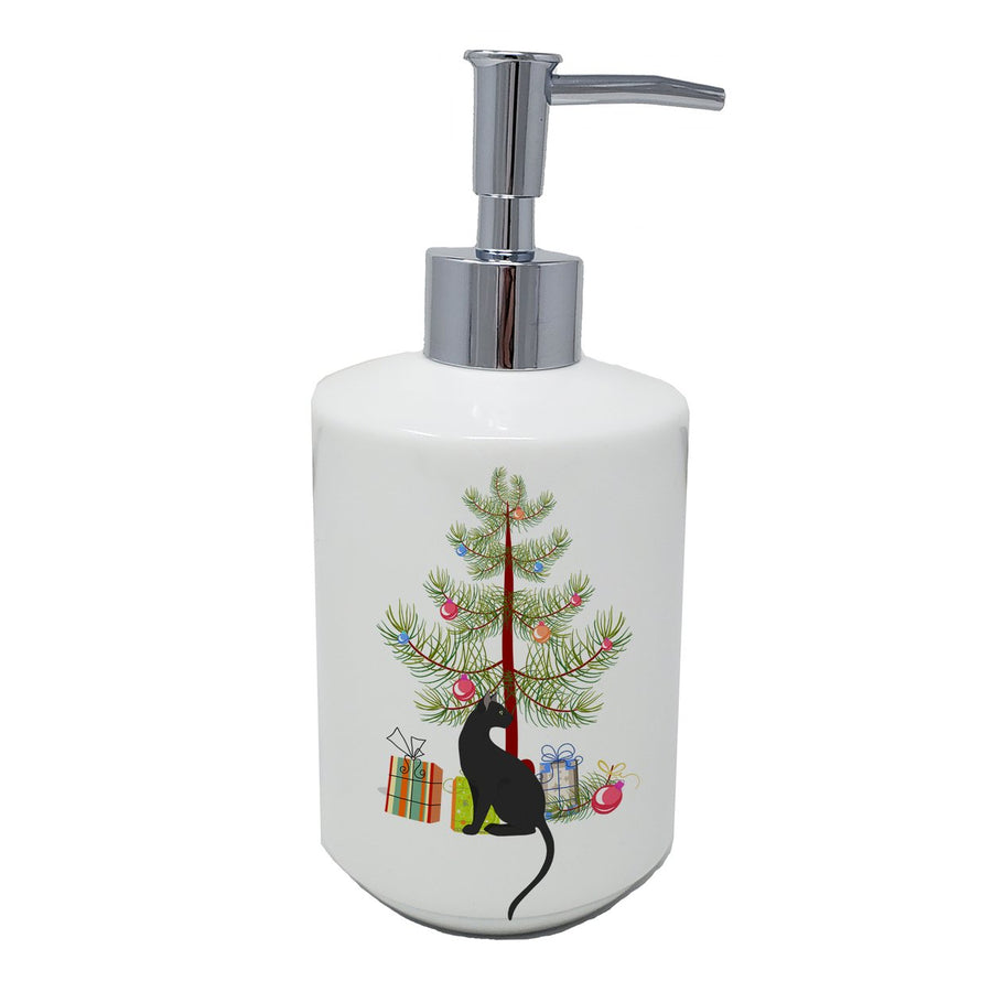 Pantherette Cat Merry Christmas Ceramic Soap Dispenser Image 1