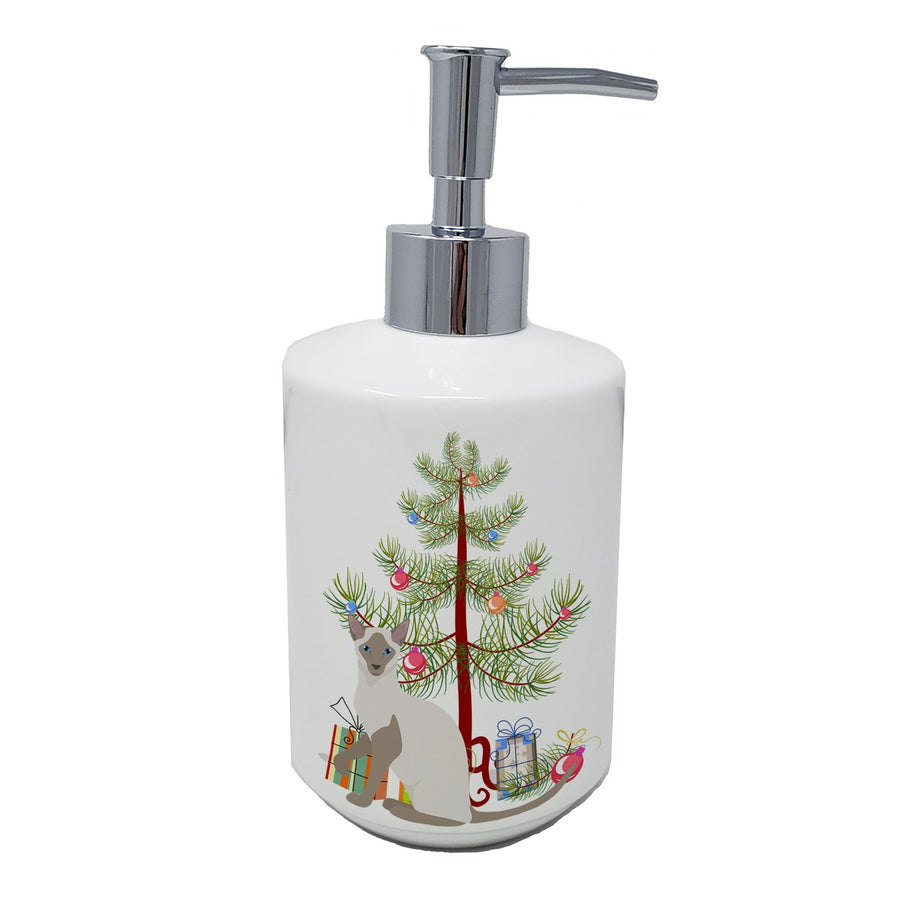 Siamese Modern Cat Merry Christmas Ceramic Soap Dispenser Image 1