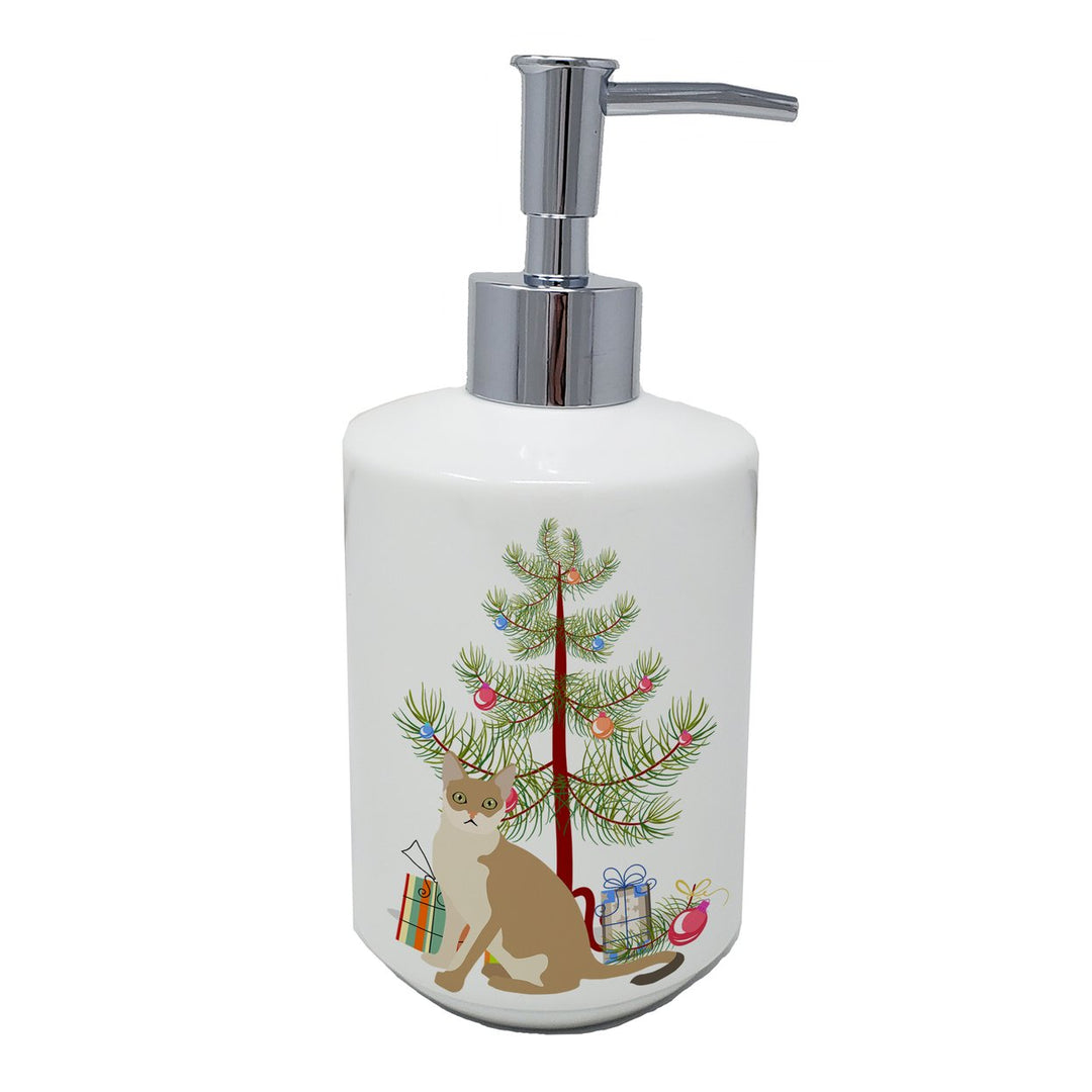 Singapura Style 1 Cat Merry Christmas Ceramic Soap Dispenser Image 1