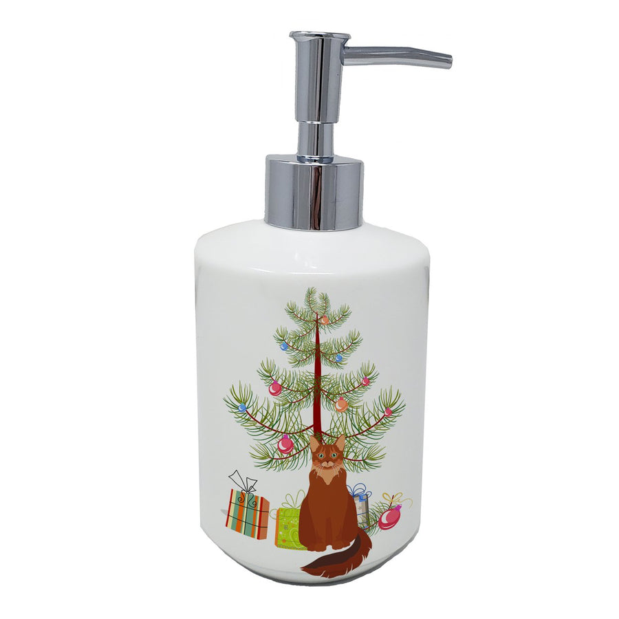 Somali Cat Merry Christmas Ceramic Soap Dispenser Image 1