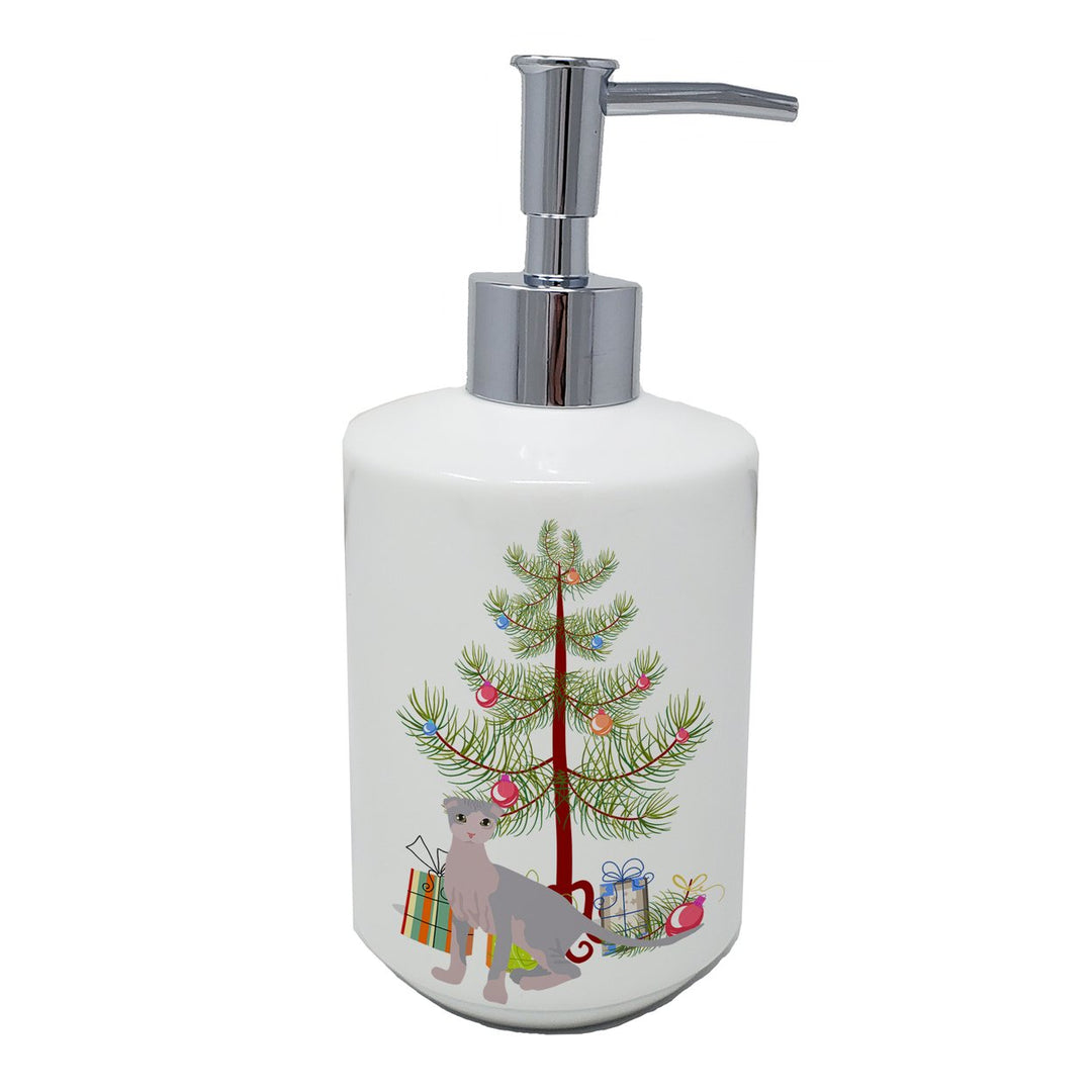 Ukrainian Levkoy Cat Merry Christmas Ceramic Soap Dispenser Image 1