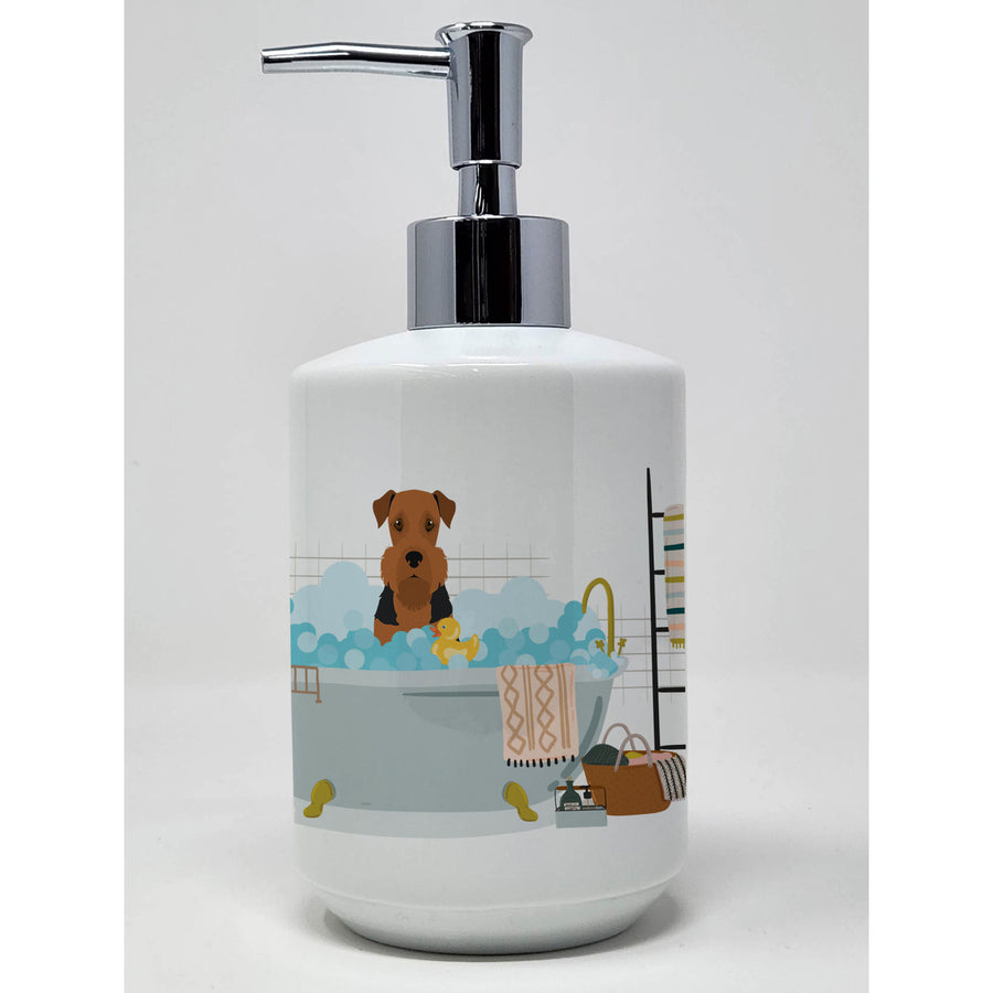 Black and Tan Airedale Terrier Ceramic Soap Dispenser Image 1