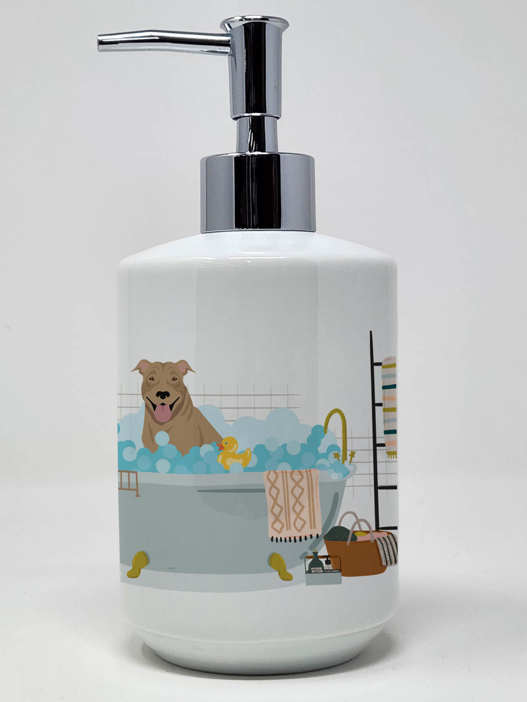 Fawn Pit Bull Terrier Ceramic Soap Dispenser Image 1