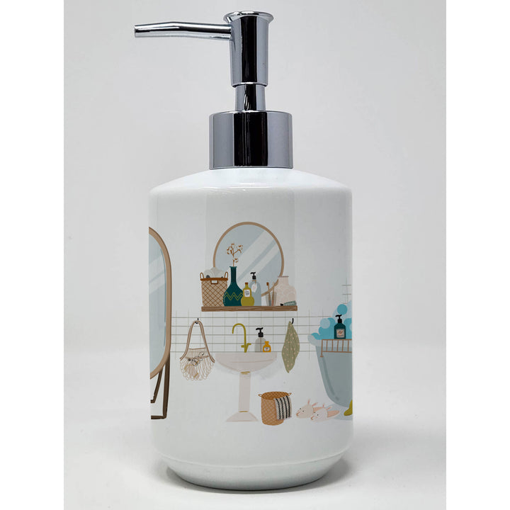 Lemon and White Tricolor Basset Hound Ceramic Soap Dispenser Image 4