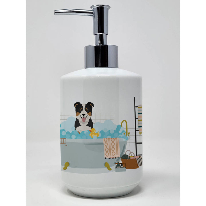 Tricolor Border Collie Ceramic Soap Dispenser Image 1