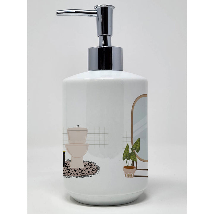 Black and White Border Collie Ceramic Soap Dispenser Image 3