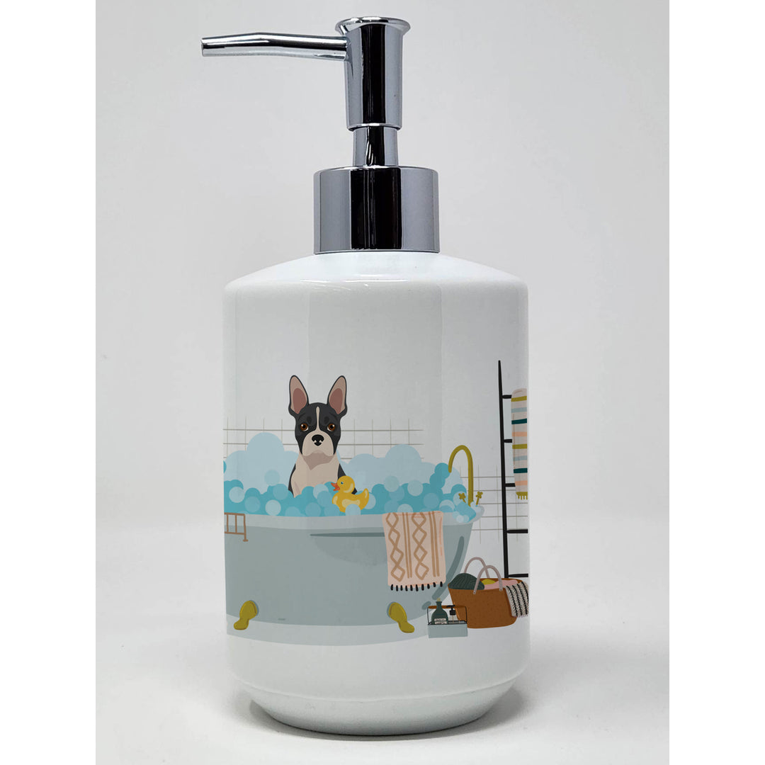 Black Boston Terrier Ceramic Soap Dispenser Image 1