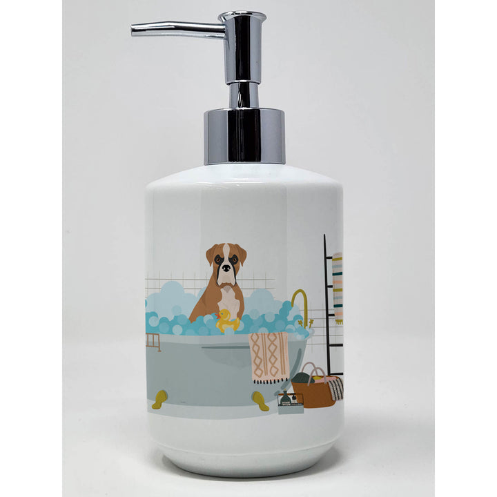 Natural Eared Fawn Boxer Ceramic Soap Dispenser Image 1