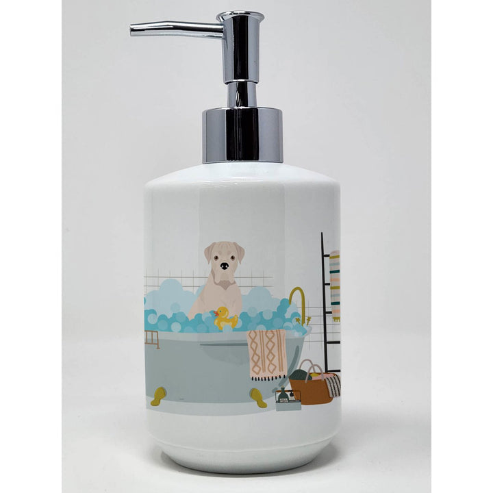 Natural Eared White Boxer Ceramic Soap Dispenser Image 1