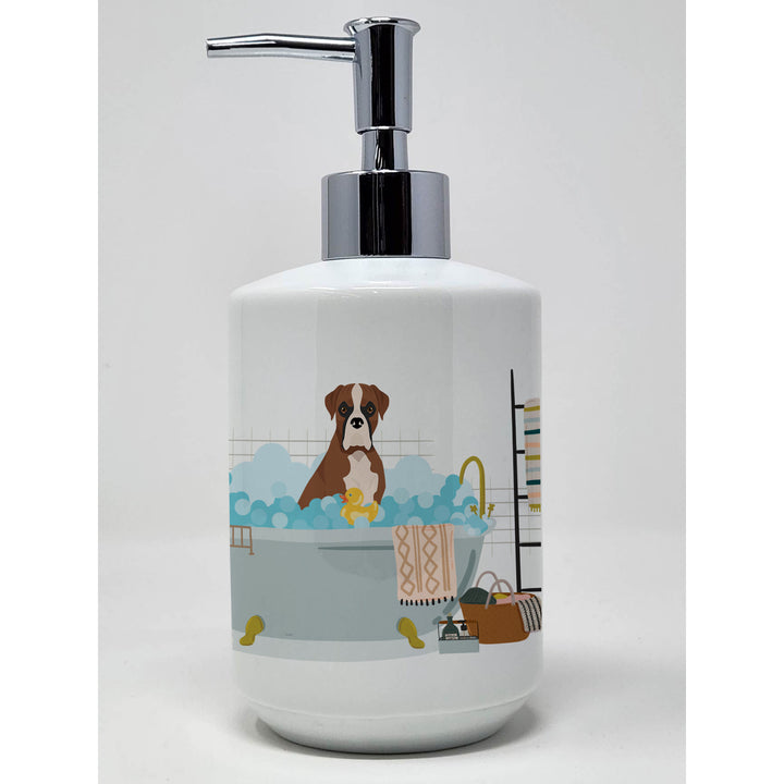 Natural Eared Red Fawn Boxer Ceramic Soap Dispenser Image 1