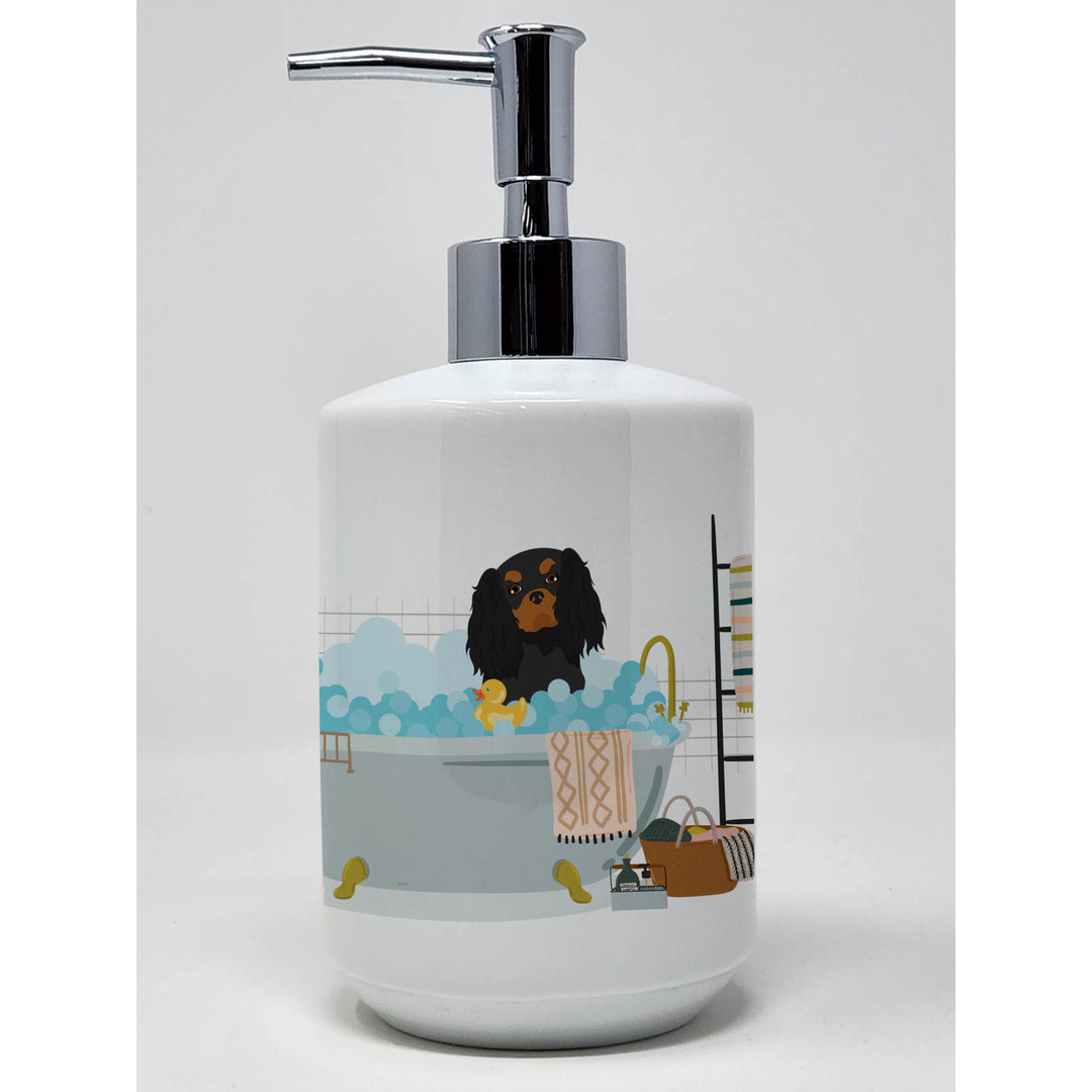 Black and Tan Cavalier Spaniel Ceramic Soap Dispenser Image 1