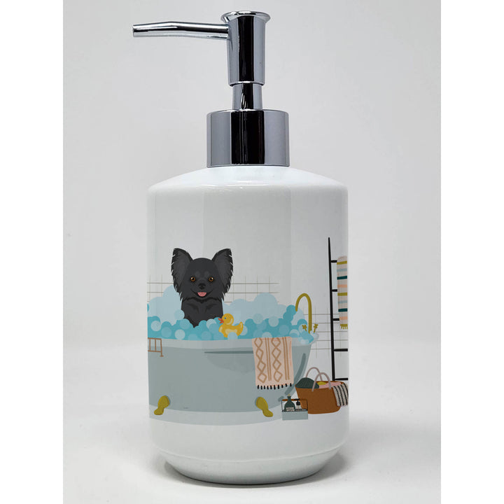 Longhaired Black Chihuahua Ceramic Soap Dispenser Image 1