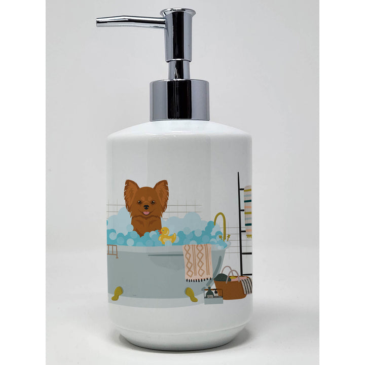 Longhaired Red Chihuahua Ceramic Soap Dispenser Image 1