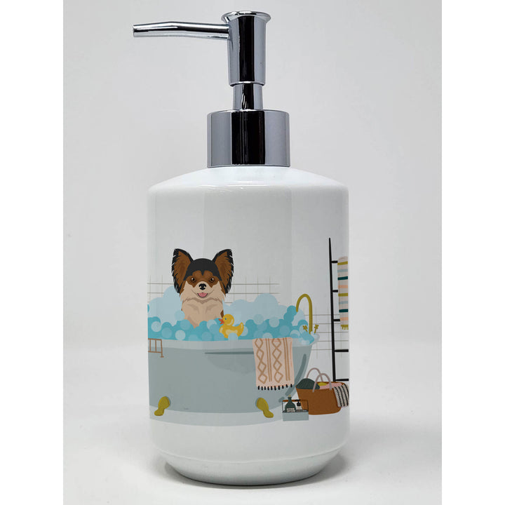 Longhaired Black and Red Chihuahua Ceramic Soap Dispenser Image 1