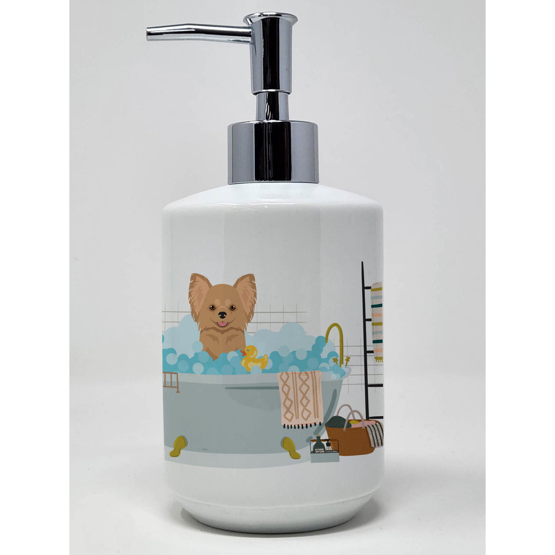 Longhaired Gold Chihuahua Ceramic Soap Dispenser Image 1