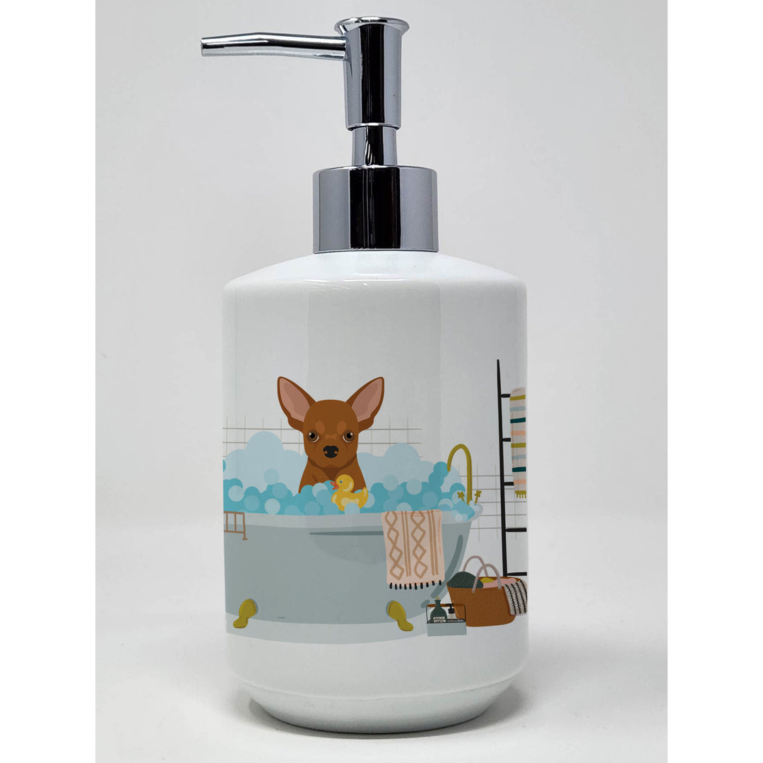 Red Chihuahua Ceramic Soap Dispenser Image 1