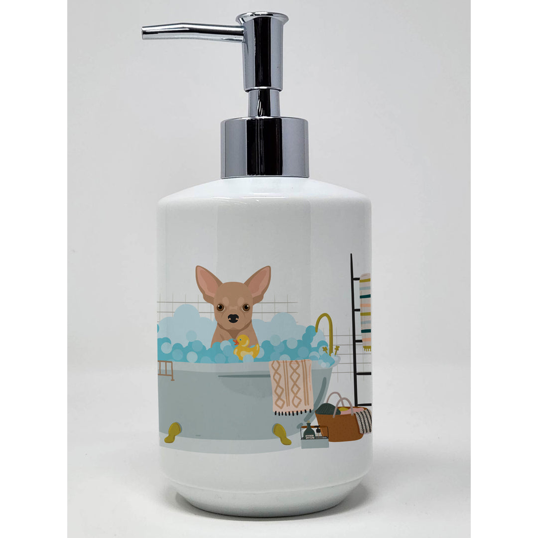 Cream Chihuahua Ceramic Soap Dispenser Image 1