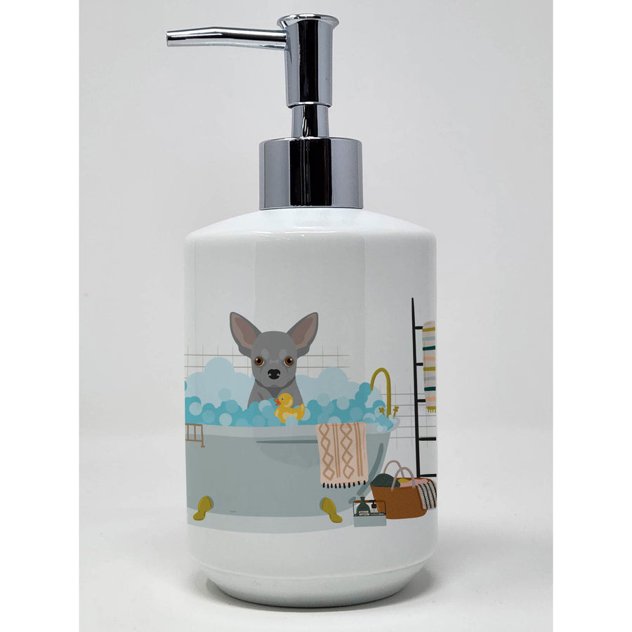 Silver Chihuahua Ceramic Soap Dispenser Image 1