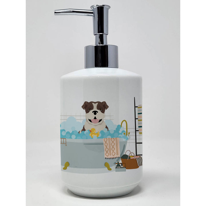 Brindle English Bulldog Ceramic Soap Dispenser Image 1