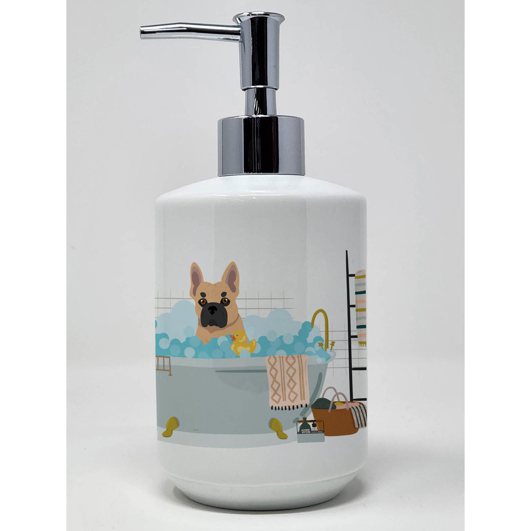 Fawn French Bulldog Ceramic Soap Dispenser Image 1