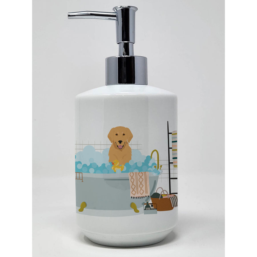 Gold Golden Retriever Ceramic Soap Dispenser Image 1