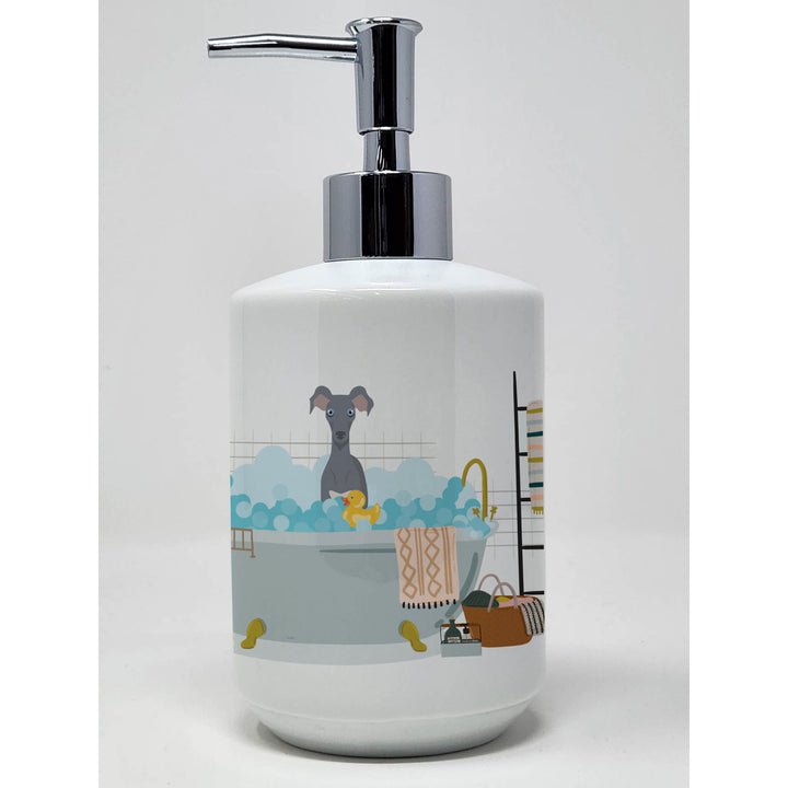 Gray Italian Greyhound Ceramic Soap Dispenser Image 1