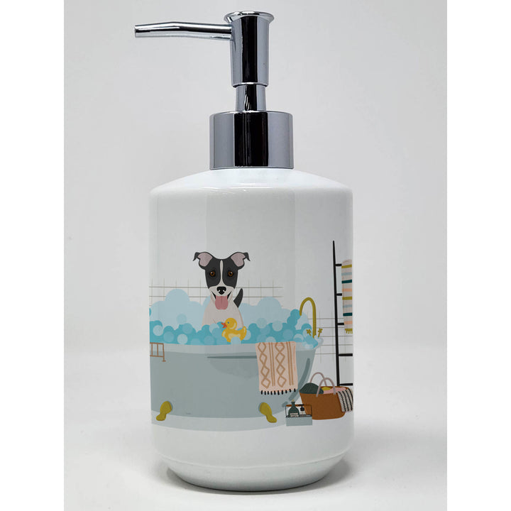 Black White Smooth Jack Russell Terrier Ceramic Soap Dispenser Image 1