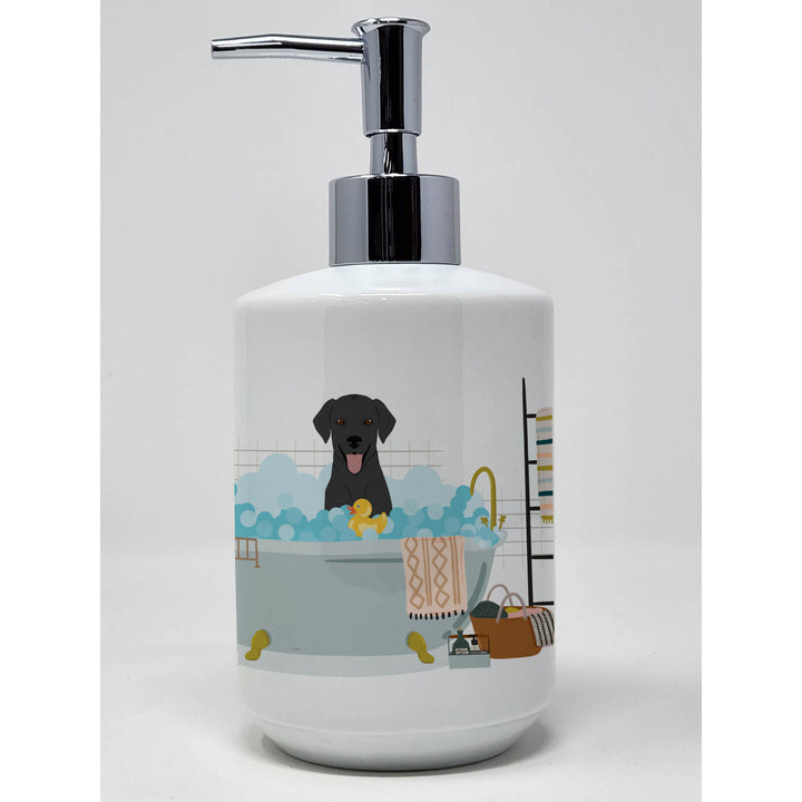 Black Labrador Retriever Ceramic Soap Dispenser Image 1