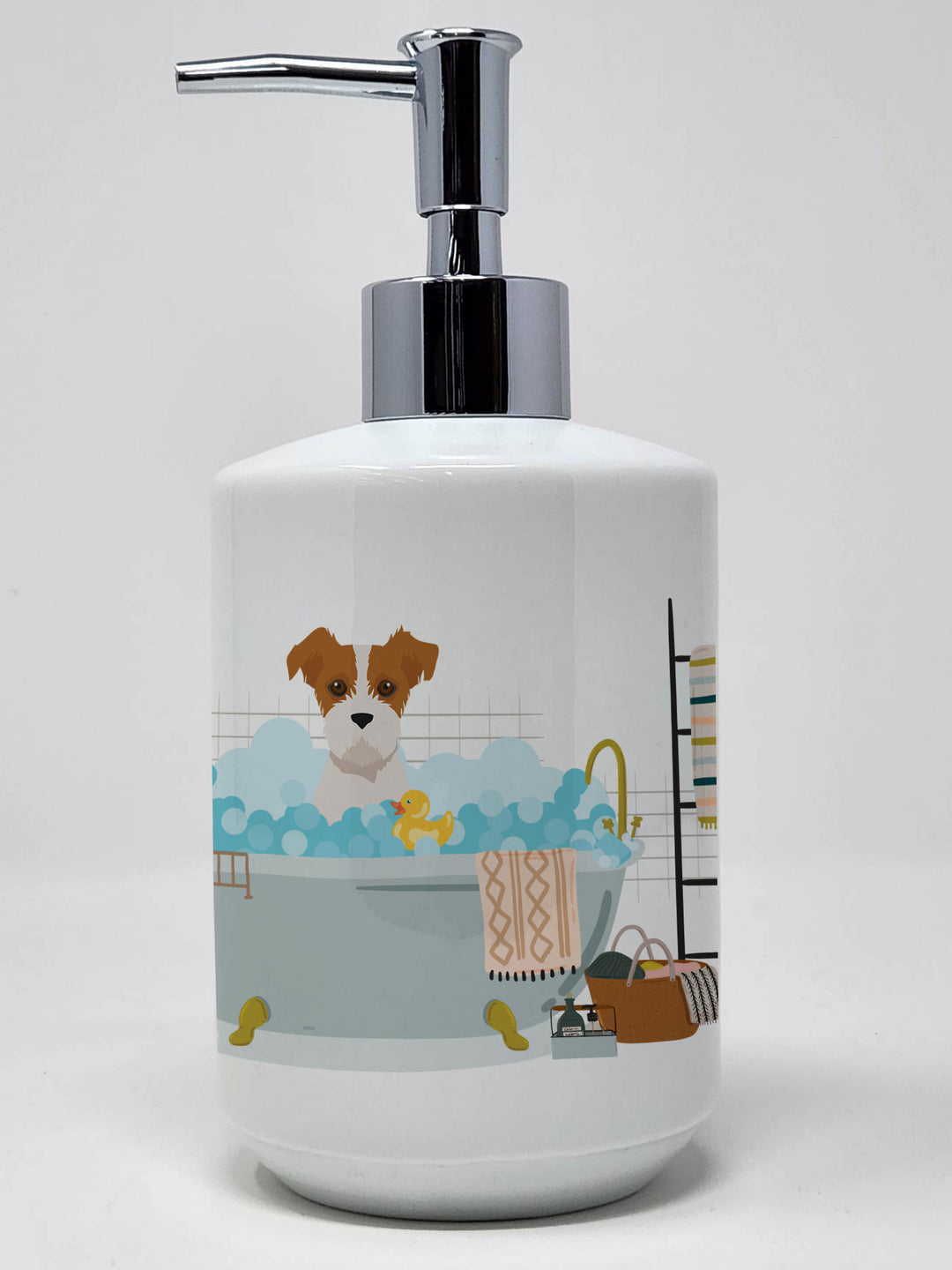 Brown White Wirehair Jack Russell Terrier Ceramic Soap Dispenser Image 1